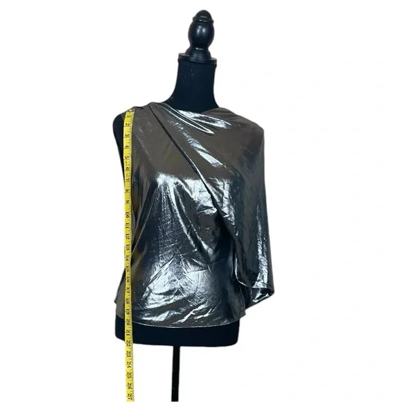 EUC Zara Asymmetric Metallic Top in Pewter - Picture 10 of 16